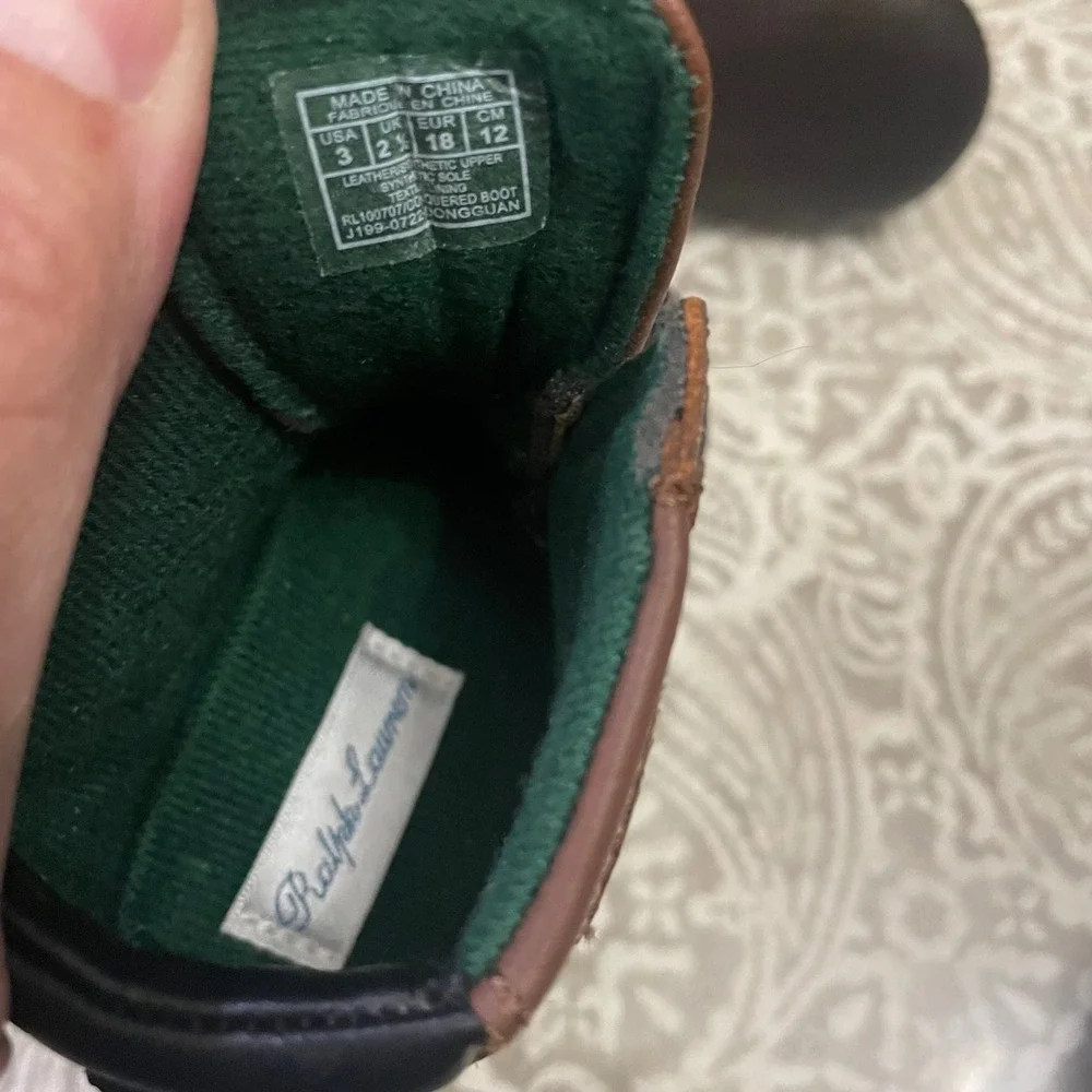 Polo Ralph Lauren Baby Boys Brown Conquered Crib Boots Size 3 USA RL100707